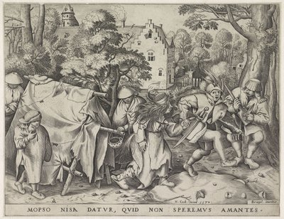 Vuile bruid of het huwelijk van Mopsus en Nisa, gegraveerd door Pieter van der Heyden, 1570 door Pieter The Elder after Brueghel